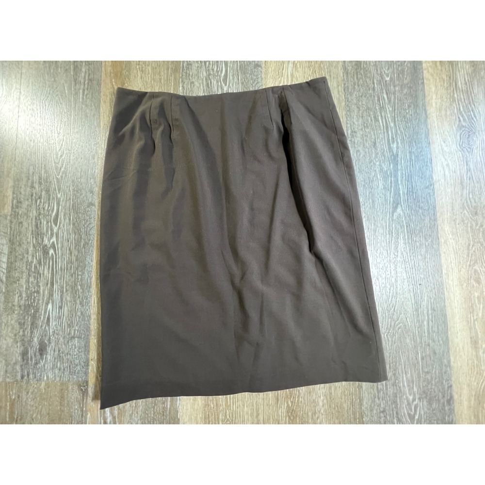 Boutique Essentials Pencil Skirt Womens 14 Brown Stretch Back Slit Professional